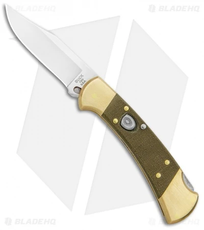 Buck Knives Buck 112 Exclusive Automatic Knife Green Micarta/Brass (3" Satin) 1 Buck Knives Buck 112 Exclusive Automatic Knife Green Micarta/Brass (3" Satin)
