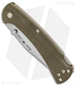 Buck Knives Buck 112 Slim Pro Lockback Folding Knife OD Green Micarta (3" Satin) -Buck Knives Buck 112 Slim Pro OD Green Micarta satin BHQ 88733 er spine