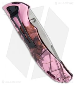 Buck Knives Buck Bantam BHW Lockback Knife Pink Mossy Oak Camo (3.625" Satin) 0286CMS10 -Buck Knives Buck Bantam BHW LB Pink Mossy Oak Camo Satin 0286CMS10 BHQ 12365 jr side