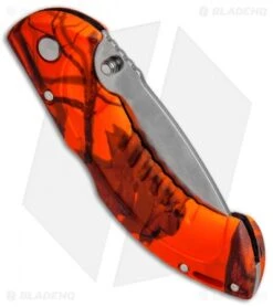 Buck Knives Buck Folding Omni Hunter 10PT Knife Orange Mossy Oak (3" Satin Plain) -Buck Knives Buck Folding Omni Hunter 10PT Orange Mossy Oak 0395CMS9 C BHQ 50635 jr side