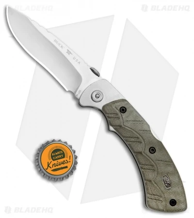 Buck Knives Buck Open Season Folding Skinner Lockback Knife OD Green Micarta (3.7" Satin) 5 Buck Knives Buck Open Season Folding Skinner Lockback Knife OD Green Micarta (3.7" Satin) - Image 5