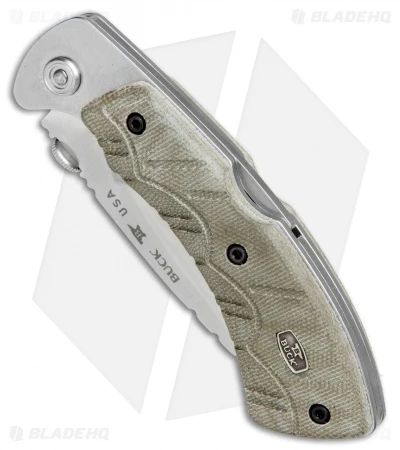 Buck Knives Buck Open Season Folding Skinner Lockback Knife OD Green Micarta (3.7" Satin) 2 Buck Knives Buck Open Season Folding Skinner Lockback Knife OD Green Micarta (3.7" Satin) - Image 2