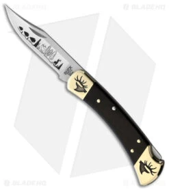 Buck Knives Yellowhorse Custom Buck 110 Elk Lockback Knife Ebony Wood (3.8" Satin)