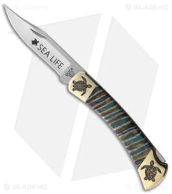 Buck Knives Yellowhorse Custom Buck 110 Sea Turtle Lockback Multi Mammoth (3.8" Satin)