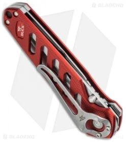 Buck Knives Buck 183 Alpha Crosslock Knife Red Hoofpick (3" Satin Serr) 0183RDS -Buck Knives buck 0183rds b side